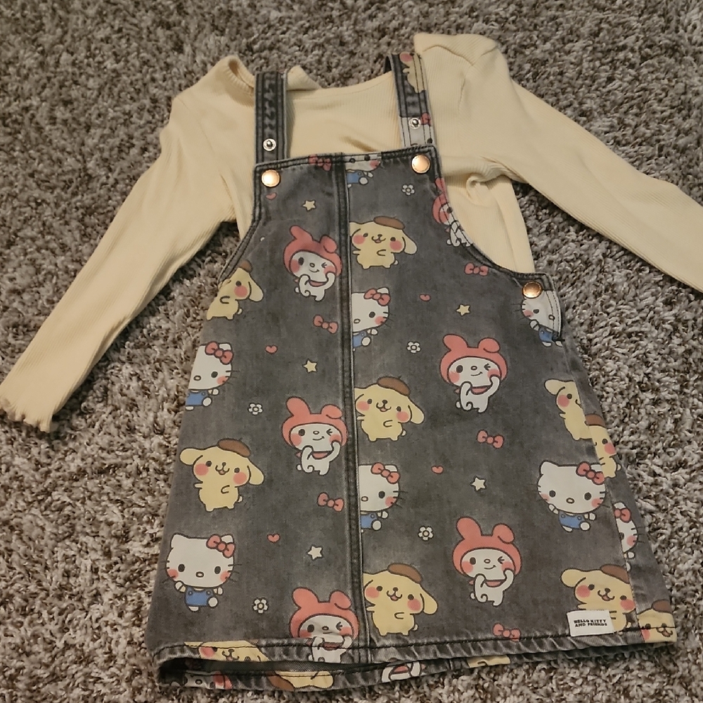 H&M x Hello Kitty Denim Printed Dress, Size 2T, Preowned But VGUC